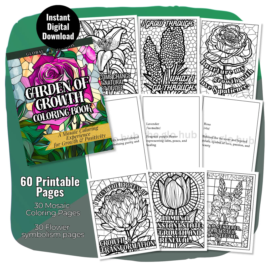Garden of Growth Affirmation Coloring Pages