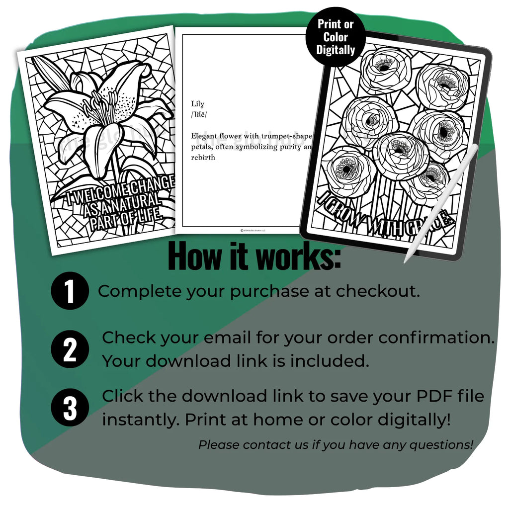 Garden of Growth Affirmation Coloring Pages