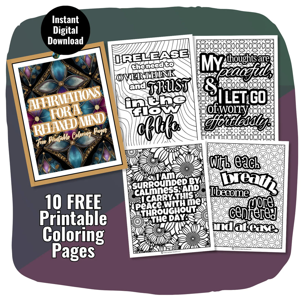Relaxed Mind Affirmation Coloring Pages