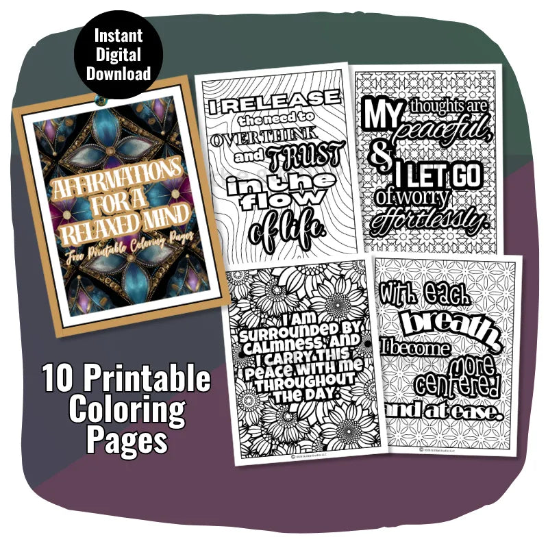 Relaxed Mind Affirmation Coloring Pages