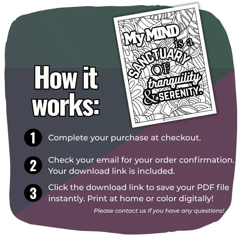 Relaxed Mind Affirmation Coloring Pages