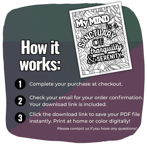 Relaxed Mind Affirmation Coloring Pages